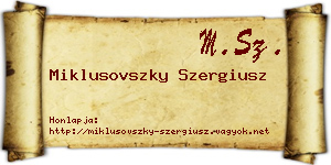 Miklusovszky Szergiusz névjegykártya